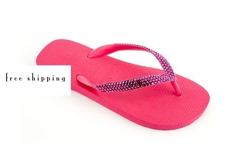 Fuchsia & Fuchsia Rhinestone Flip Flops