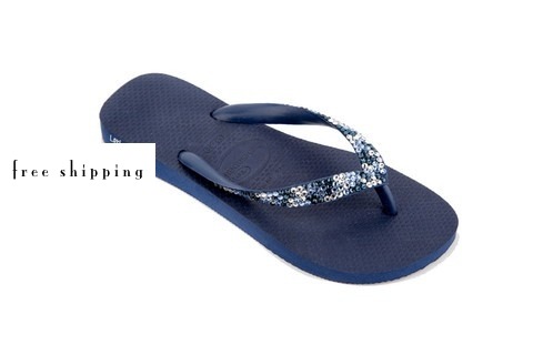 Navy & Camo (Clear, Lt Sapphire + Montana) Rhinestone Flip Flops